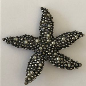 Vintage Designer AK Silver Tone Sea Star Brown